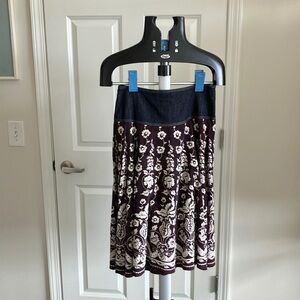 Motivi floral skirt lightweight purple corduroy n dark denim metallic th…